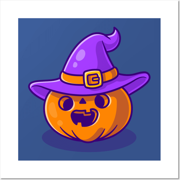 Cute Witch Pumpkin Halloween Cartoon Wall Art by Catalyst Labs